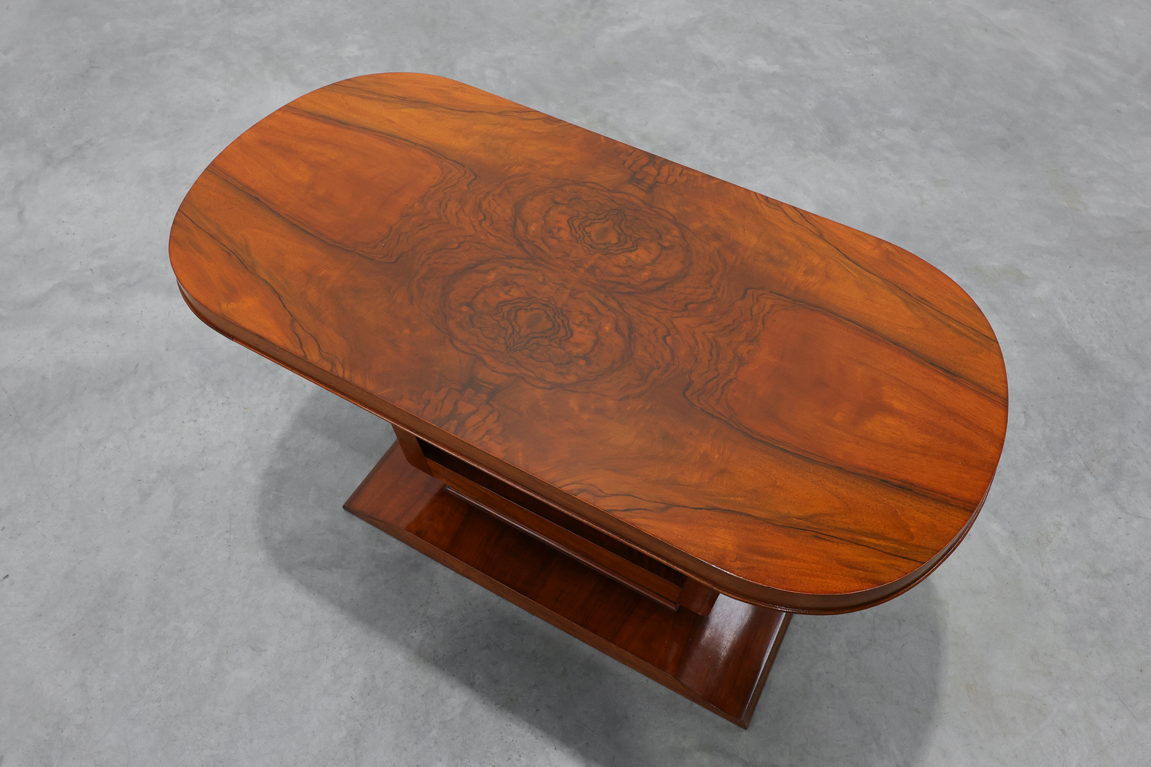 Art Deco Walnut Veneer Coffee Table, Belgium, circa 1920thumbnail